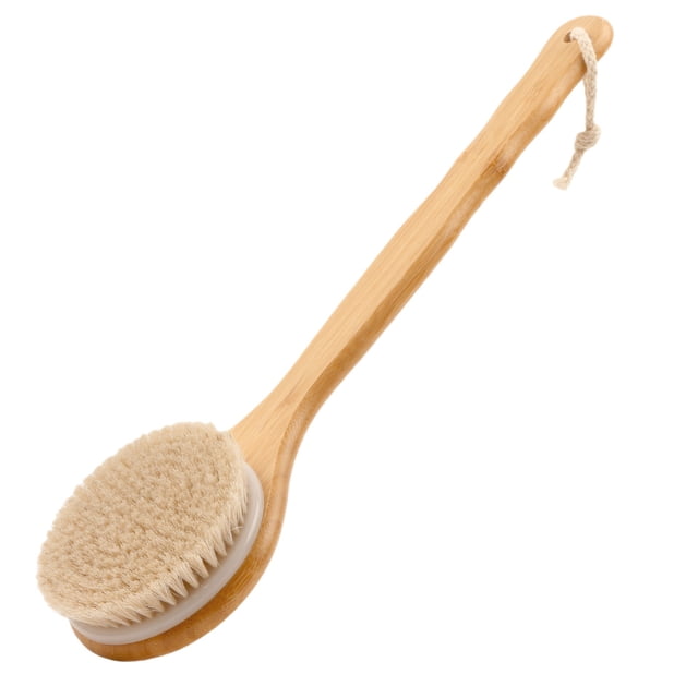 CHAO Cepillo Corporal - Cepillo Seco para Espalda - Cepillo de Baño de Madera de Bambú - Cerdas Naturales - Masaje Exfoliante - Mejora la Circulación Sanguínea y la Celulitis