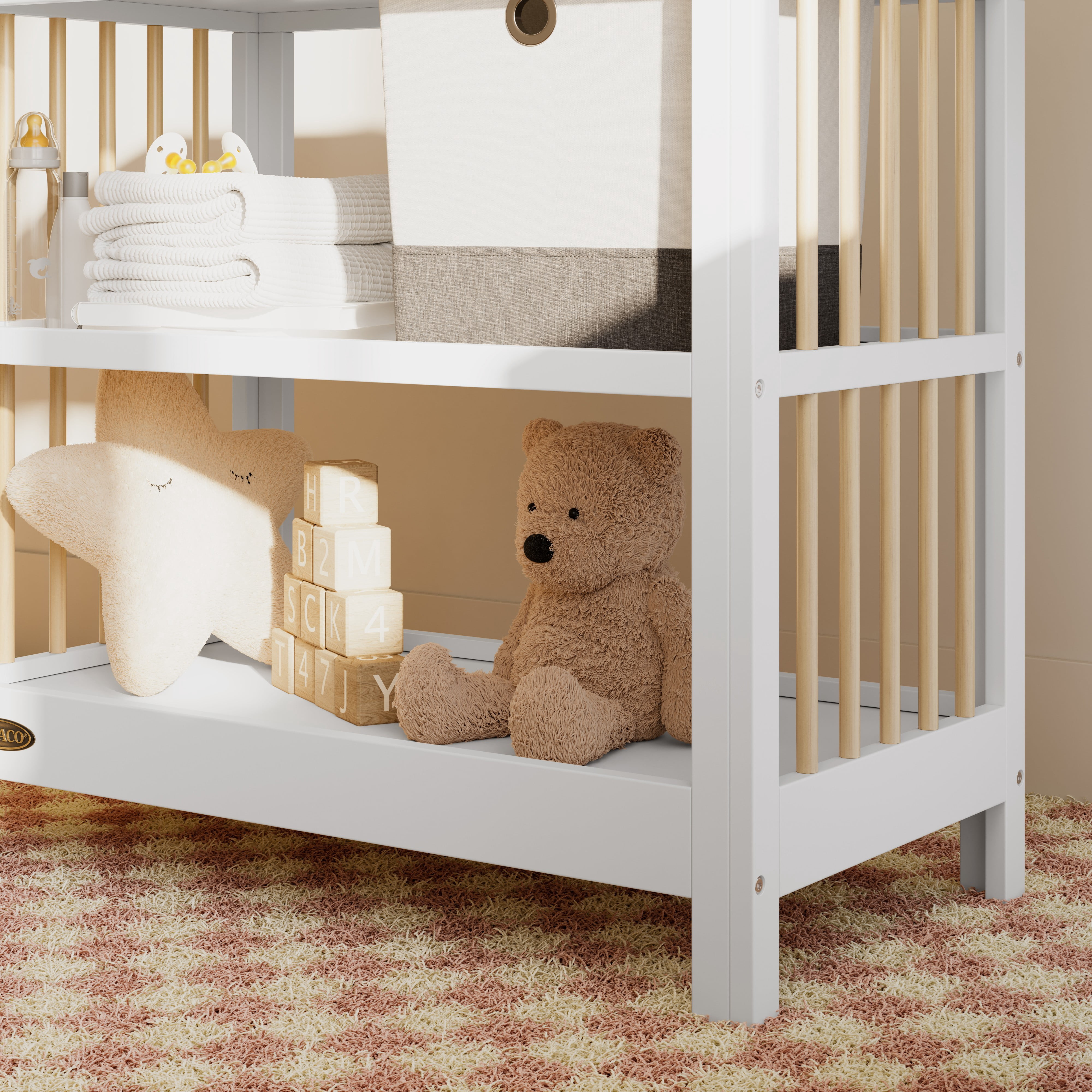 Table à langer Graco Teddi, Blanc avec bois flotté