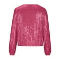thumbnail image 6 of HomeDM Sequin Jacket for Women, Long Sleeve Front Zip Up Sparkle Casual Loose Fit Jacket Outerwear, Hot Pink, 6 of 7