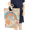 thumbnail image 4 of Yayeee Freestanding Laundry Hamper with Handle Collapsible Large Storage Basket for Clothes, Pink Retro Sun, 4 of 7