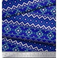thumbnail image 3 of Soimoi Blue Heavy Satin Fabric Geometric Ikat Print Sewing Fabric Yard 54 Inch Wide, 3 of 3