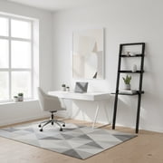FurniFact Black Leaning Desk, Ladder Design, Computer Table, Two Storage Shelves