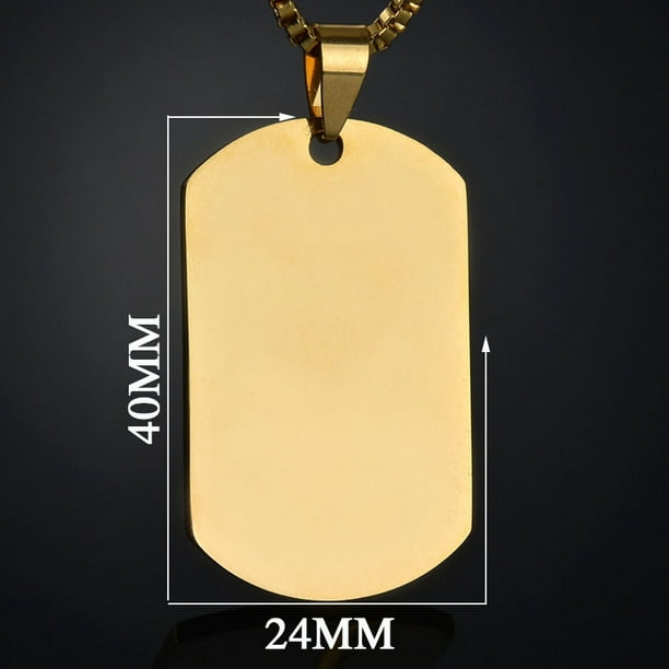 Placa de identificación para perro de acero inoxidable y titanio con cara brillante, placa militar, placa de identificación de soldado de EE. UU., colgante cuadrado