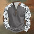 thumbnail image 2 of ZCFZJW Mens Casual Half Zip up Athletic Sweatshirts Vintage Camo Patchwork Long Sleeve V Neck Graphic T-Shirts Loose Lightweight Comfy Pullvoer Tops XXXL, 2 of 4