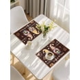 thumbnail image 5 of Farmhouse Coffee Time Placemats Set of 12, Vintage Gnomes Desserts Brown Plaid Placemats for Dining Table, Place Mats for Kitchen Tabletop, Waterproof Wipeable Dining Table Mats Set, 5 of 9