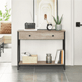 thumbnail image 3 of Yaheetech Classic 2-Tier Metal-Frame Console Table with Drawer, Gray, 3 of 11
