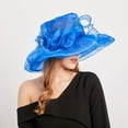 thumbnail image 5 of Women Derby Hats Church Dress Floral Tea Party Fascinators Bridal Organza Wedding Hat, 5 of 8
