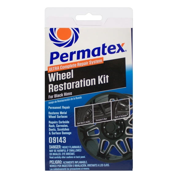 Permatex 09143 Wheel Restoration Kit - Black - Easy-to-Use Do It Yourself Kit Repairs Unappealing Wheel Damage Including Curbside Rash Corrosion and Scuffs for Like New Appearance