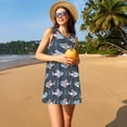 thumbnail image 3 of Xecao Anneau de Natation Requin pour Robes d'Été pour Femmes Robes Décontractées de Plage Robes de Plage Sans Manches T-Shirt Robe Évasée avec Poches, 3 of 7