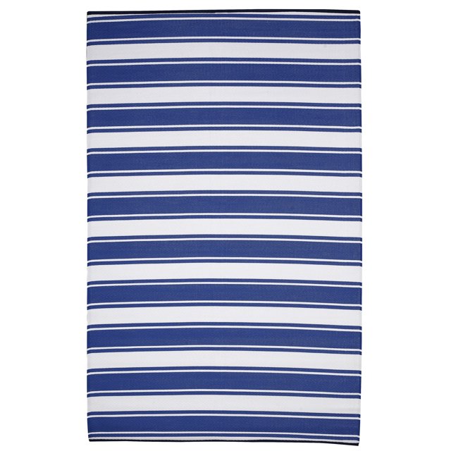 Erbanica 5' x 8' Indoor Outdoor Blue Band Reversible Plastic Rug