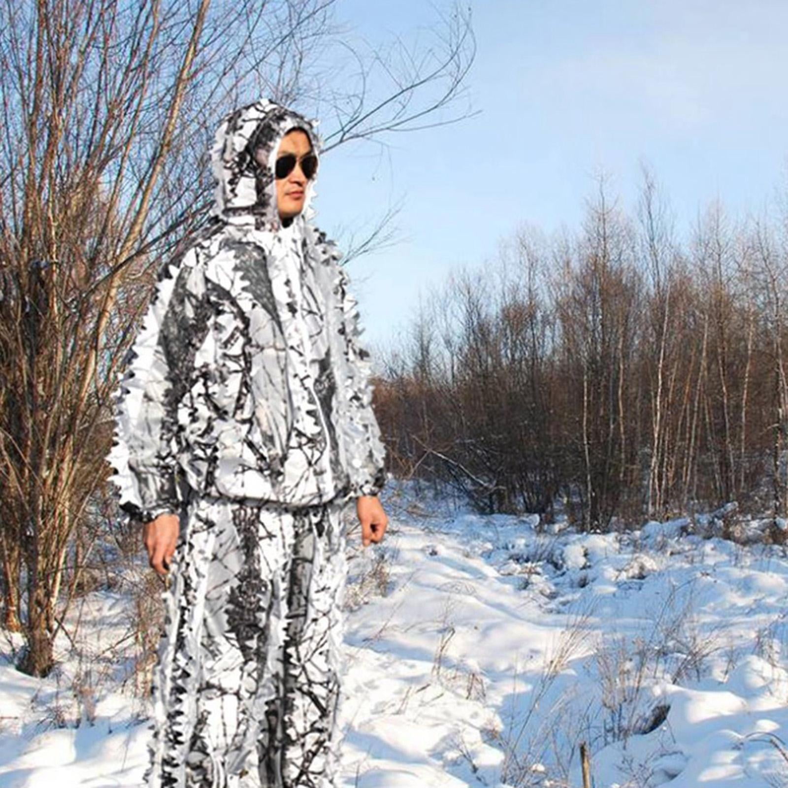 Premium Ghillie Costume 3D Feuilles Adultes Ghillie Costume Blouson de Chasse ed Pantalons Ensemble pour les Sports de Plein Air Formation de Neige