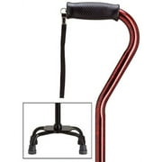 Quad Cane Adjustable Red Granite Small base 6" x 8" with center balance offset handle and nylon security nut