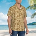 thumbnail image 2 of Lsque Brown Flowers pattern Hawaiian Shirt for Men, Unisex Summer Beach Casual Short Sleeve Button Down Shirts-X-Large, 2 of 9