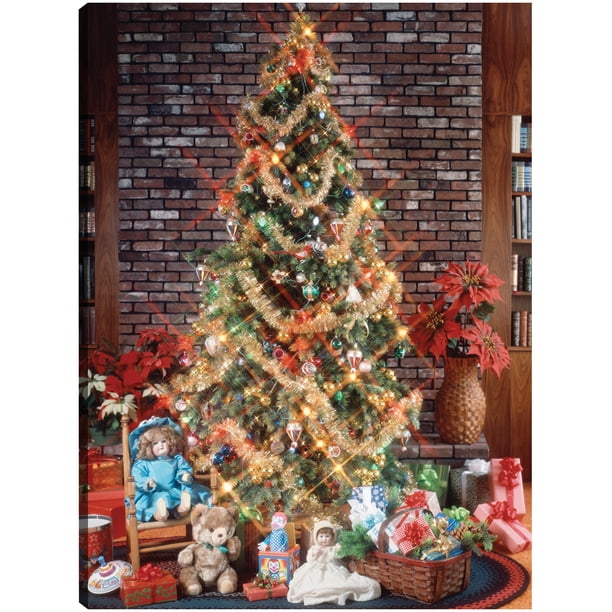 Cuadro Decorativo - Guirnalda de árbol de Navidad Jr Impresión en canvas, estrechado.