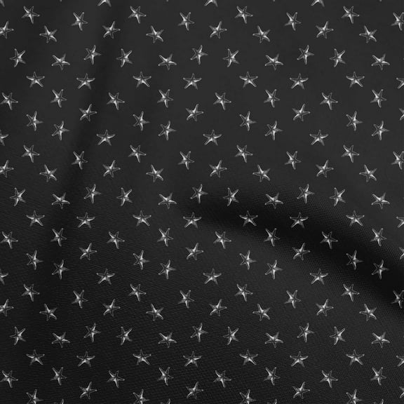 oneOone Polyester Spandex Black Fabric Starfish Craft Projects Decor Fabric Printed By The Yard 56 Inch Wide