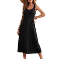 thumbnail image 1 of Vestido de verano Dokotoo 2025 sin mangas con cintura fruncida negro, 1 of 6