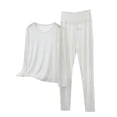 thumbnail image 5 of 2 Pack ylioge Womens Modal-Pajama Sets Plus Size M-5X 2 Piece Loungewear Outfits Ladies Casual Solid Color Long Sleeve Tops and Pants Homewear Yoga Pajamas, 5 of 8