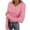 Pink, variant on Lenpel Long Sleeve Shirts for Women V Neck Quarter Button Ribbed Knit Slim T-Shirts Trendy Tunic Tops Basic Casual Tees(Wine,X-Large)