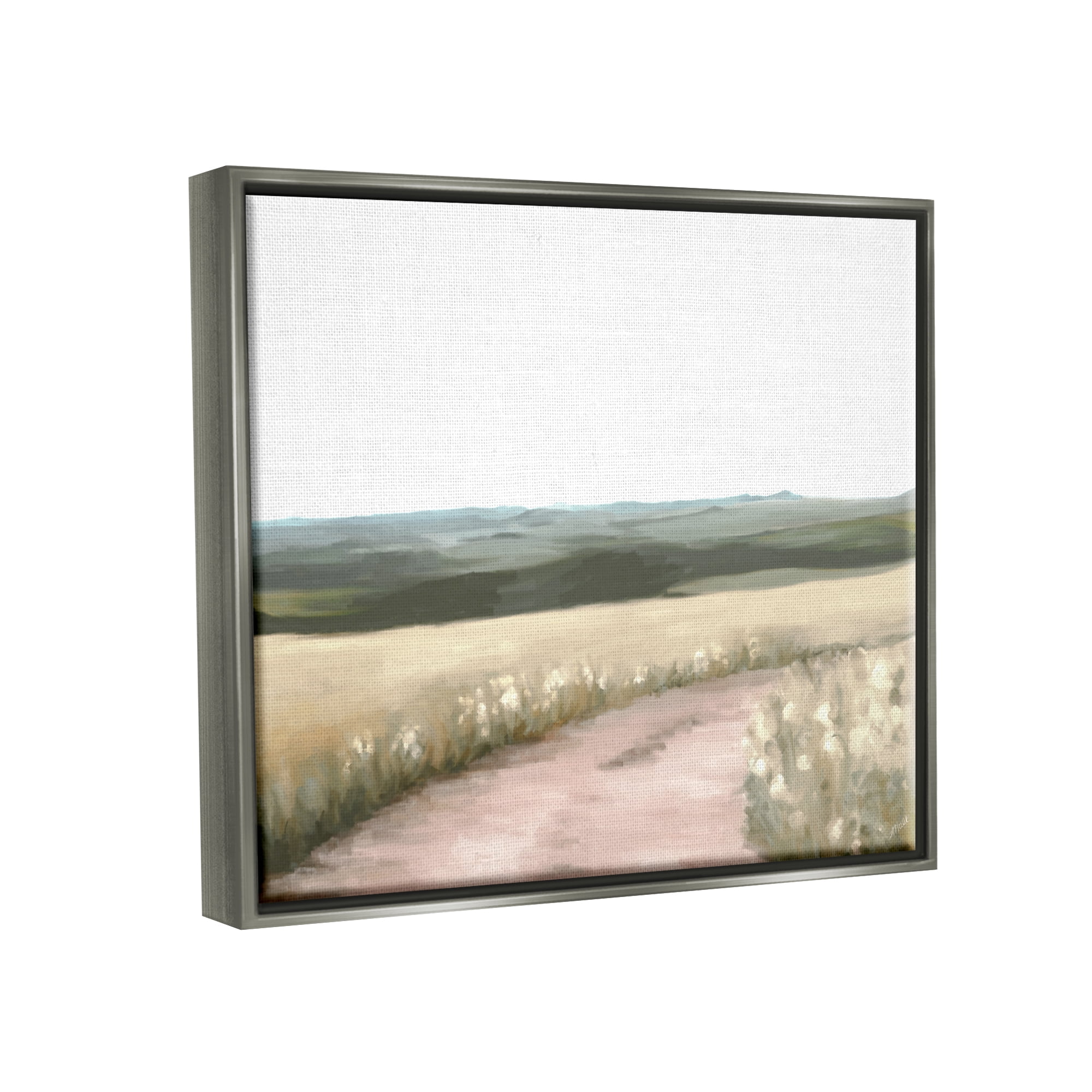 Stupell Industries Country Trail Scenery Nature Painting Gray Floater Framed Art Print Wall Art, 21 x 17