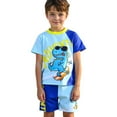 thumbnail image 4 of Gelikeya Kids Swimsuits Boys Size 3-4 Swimsuits Short Sleeve Kids Bathing Suits Boys Rash Guard Sets with Hat 3 Piece (Toddlers, Z09 Blue, 3-4 Years), 4 of 8