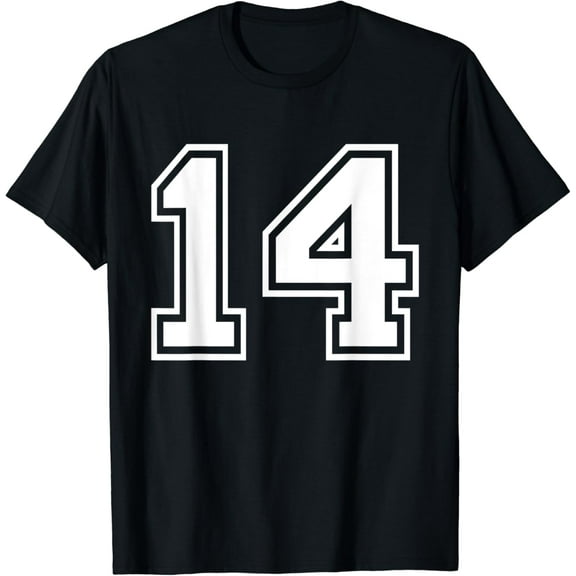 t-shirt Number Sports 14 Shirt College Team 14th Fourteen Front Back t-shirt mens t shirt，black，women，funny，misfits，men，journey