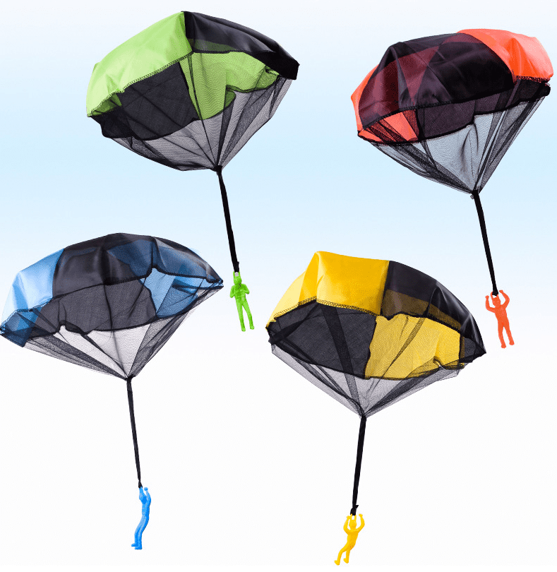 Parachute Toy Tangle Free Throwing Parachute Men Outdoor Hand Throw Flying Toys No Battery nor Assmbly Reauired 10pcs, Multicolored 