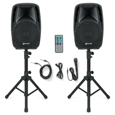 UPC: 6970866956992 | Sonart Dual 10 Protable 1600W Powered Speakers w/ Mic Speaker Stands Control