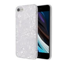 Shell Glitter Pearly Case For iPhone SE 2020, Bling Pearly-Lustre Translucent Slim Soft TPU IMD Cover For Teen Girls Women White, by Insten