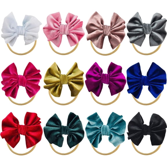 Baby Knot Hair Bows Thin Elastic Stretchy Soft Nude Nylon Headband Hairband Pack