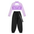 thumbnail image 4 of Alvivi Girls 2 Piece Hip-hop Dance Outfits Sequin Long Sleeve Crop Top with Cargo Pants Streetwear Lavender 16, 4 of 7