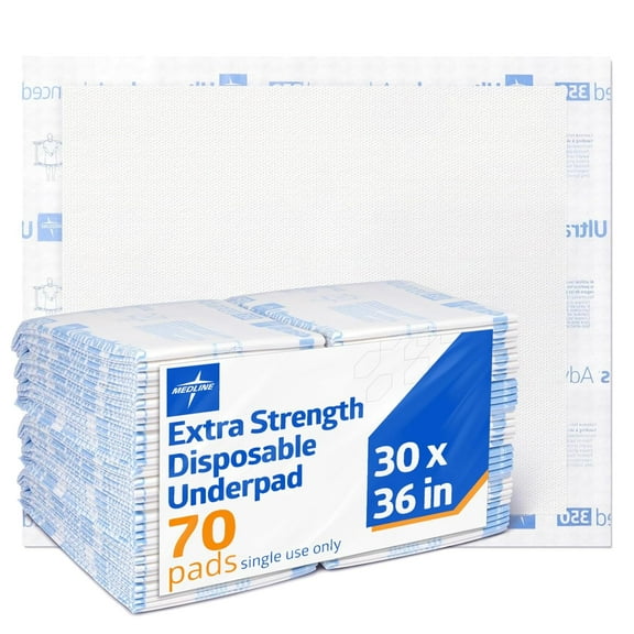 Ultrasorbs Advanced Extra Strength Drypads, 30" x 36", 70 Count, Super Absorbent Disposable Pads, Incontinence Bed Pads, Chucks Bed Pads, Elderly, 350 lb Repositioning Capacity