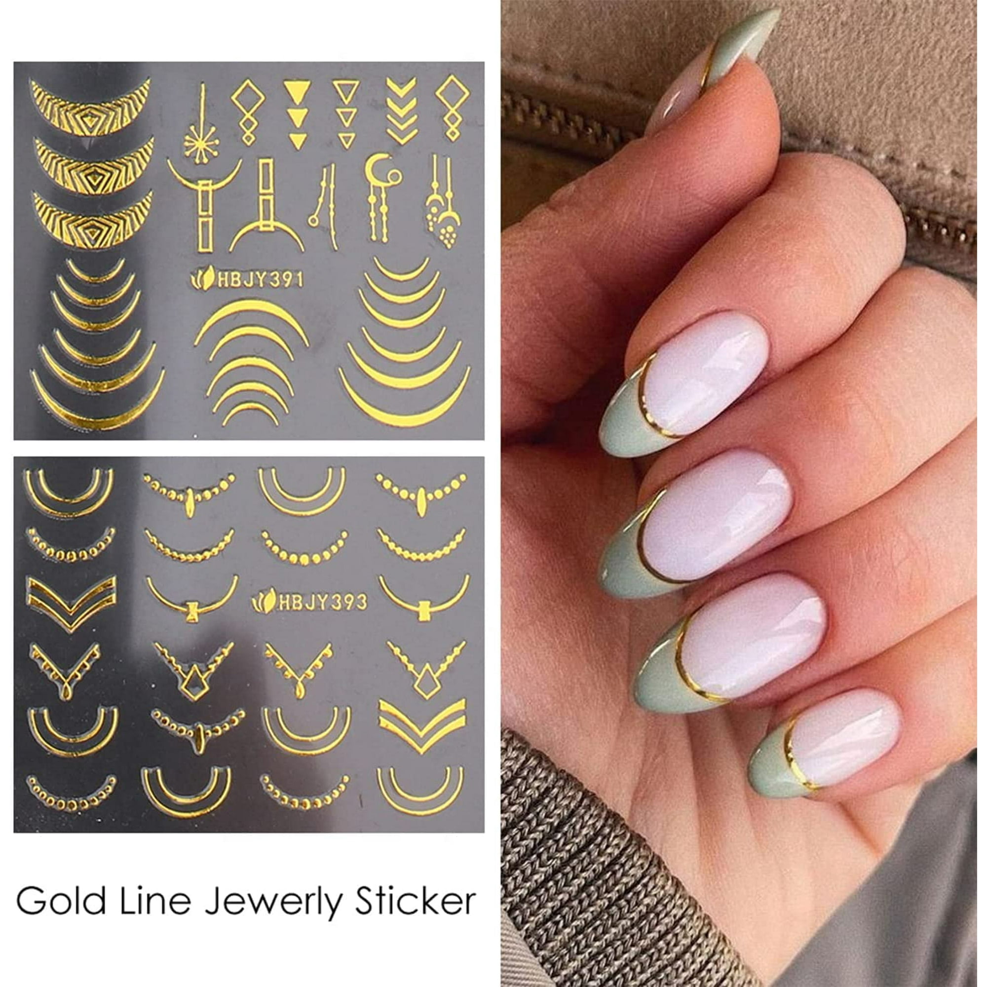 ÖHana nail Flower Nail Art Stickers Decals 3D Self-adhesive Gold Flower