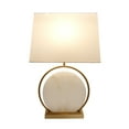 thumbnail image 2 of Pasargad Home Orb White Circular Marble and Metal Table Lamp with Shade, 2 of 7