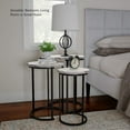 thumbnail image 5 of Set of 3 Round Living Room End Tables – Modern Faux Marble Top and Black Metal Base Nesting Tables or Nightstands (White), 5 of 8