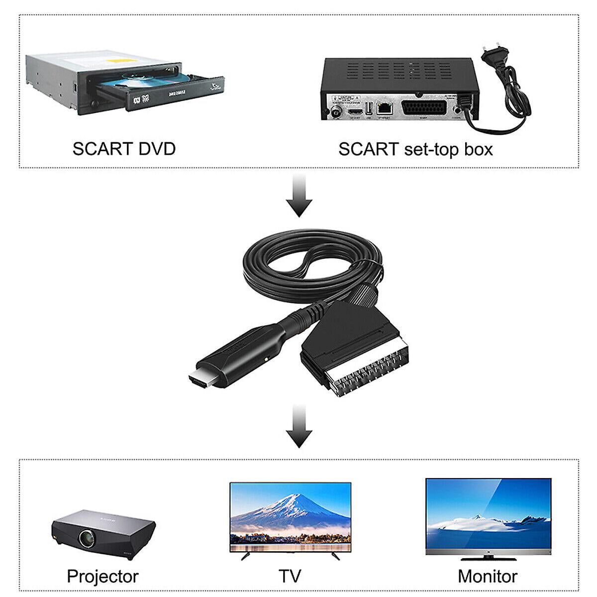 Scart To Hdmi Converter Cable Scart Hdmi Old Dvd To Hd Tv Video Adapter Cord 1m Walmart