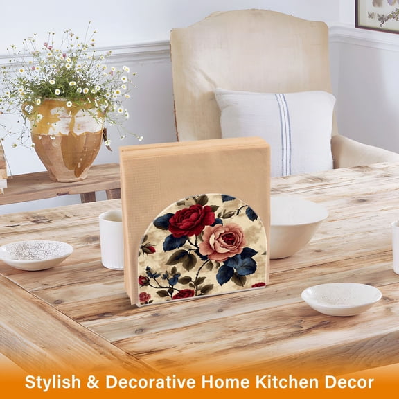 BZSMCE Napkin Holder Creative Vintage Floral Elegance Pattern Classic Napkin Holders