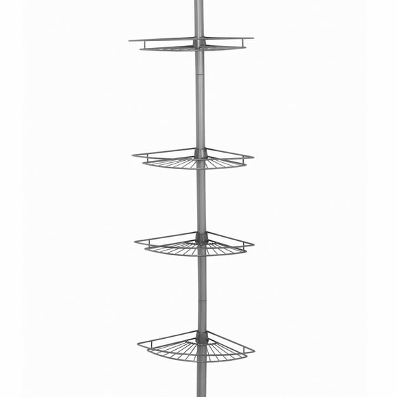 Zenna Home Tension Pole Corner Caddy, Satin Nickel