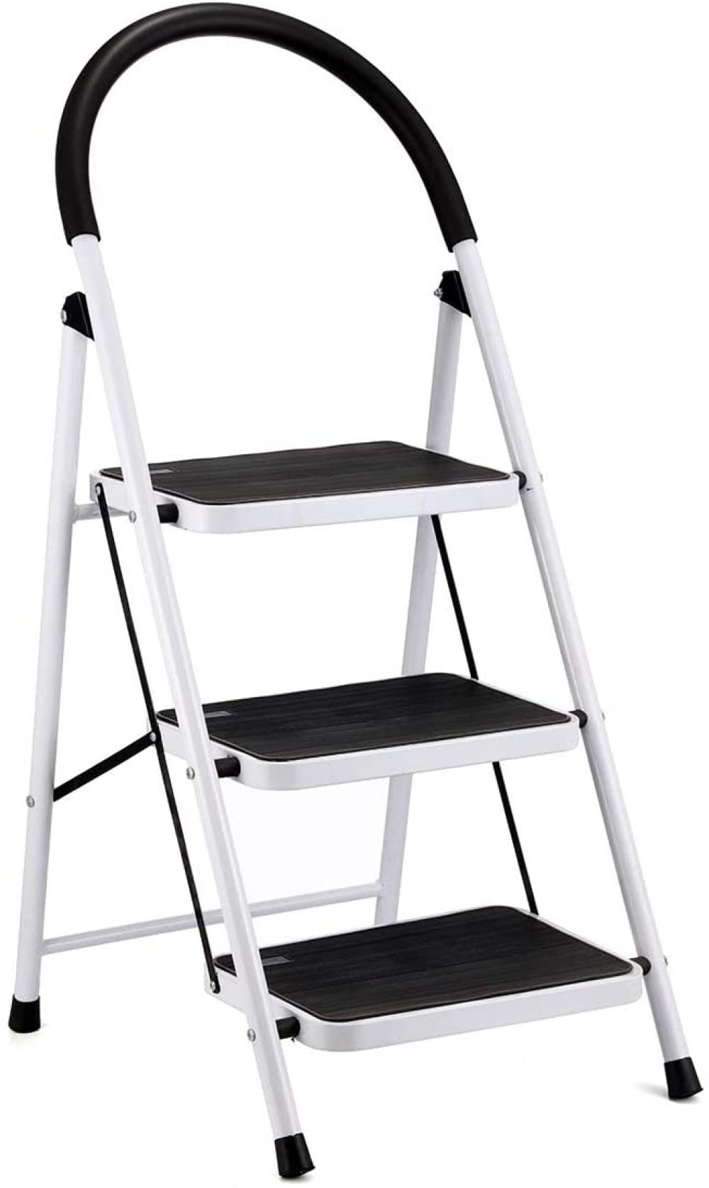 Foldable 2 3 4 Step Ladder Anti-Slip Rubber Mat Tread Steel Ladders Kitchen Loft 