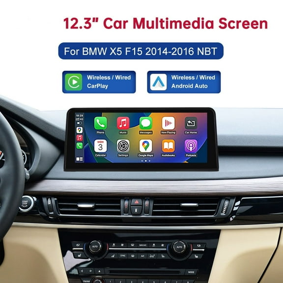 Road Top Car Stereo with Apple Carplay for BMW X5 F15 2014-2016 with NBT System, 12.3 Inch Wireless Touchscreen with Android Auto, GPS Navigation