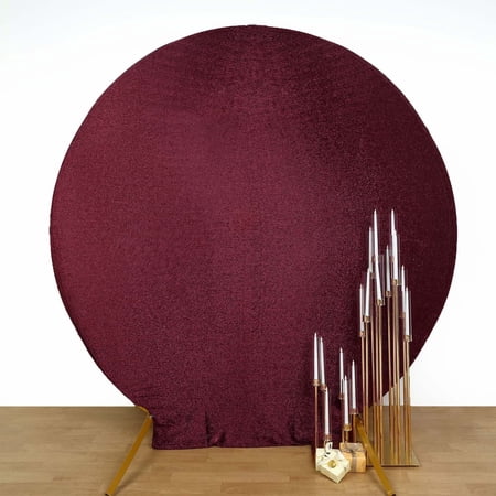 Efavormart 7.5ft Burgundy 2-Sided Spandex Fit Round Wedding Arch Backdrop Cover