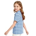 thumbnail image 3 of Polo Shirts for Girls Plaid Print Color Block Button Closure Short Sleeve Loose Fit Casual Tops, 3 of 7