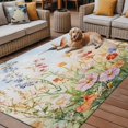 thumbnail image 2 of Fsddascl Spring Floral Outdoor Rug for Patio/Deck/Porch, Non-Slip Large Area Rug 4 x 6 Ft, Hummingbird Summer Botanical Watercolor Indoor Outdoor Rugs Washable Area Rugs, Camping Rug Carpet, 2 of 5