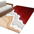 thumbnail image 2 of Abstract Washable Area Rugs 3'x5', Red Gradient Ocean Beach Waves Low Pile Throw Living Room Rug Non-Slip Sturdy Edge Binding Carpet for Indoor Entryway Bedside Kitchen, 2 of 9