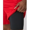 thumbnail image 5 of Hanes Moves Men's 2-in-1 Gym Shorts, 7" Inseam Holly Berry Red S, 5 of 11