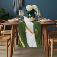 thumbnail image 2 of Green Marble Table Runner - 48 Inch Long, Kitchen Dining Table Runner Dresser Scarves, Luxury Gold White Abstract Cracks Artwork Farmhouse Decor for Coffee Tables Wedding Party Banquet, 2 of 8