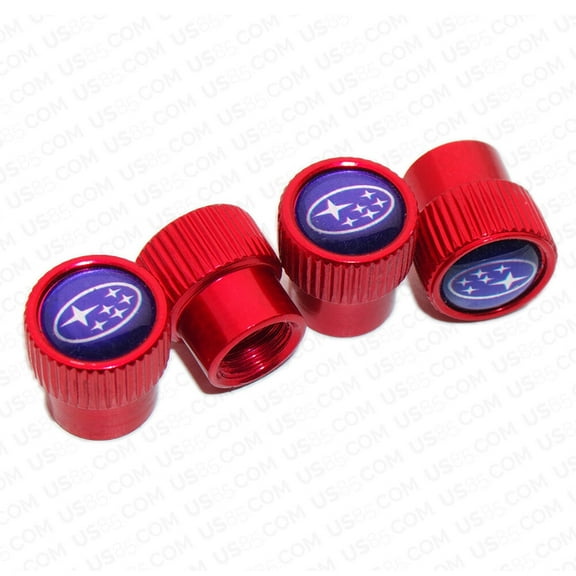 4pcs Universal Fit Subaru Car Wheels Tire Air Valve Caps Stem Dust Cover Red