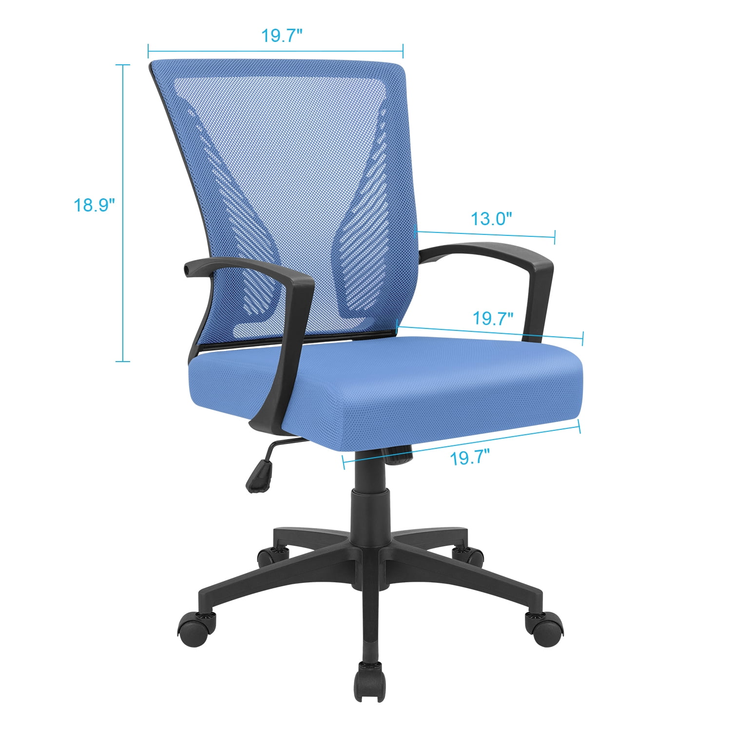 Lacoo Mid-Back Office Desk Chair Ergonomic Mesh Task Chair with Lumbar Support, Blue