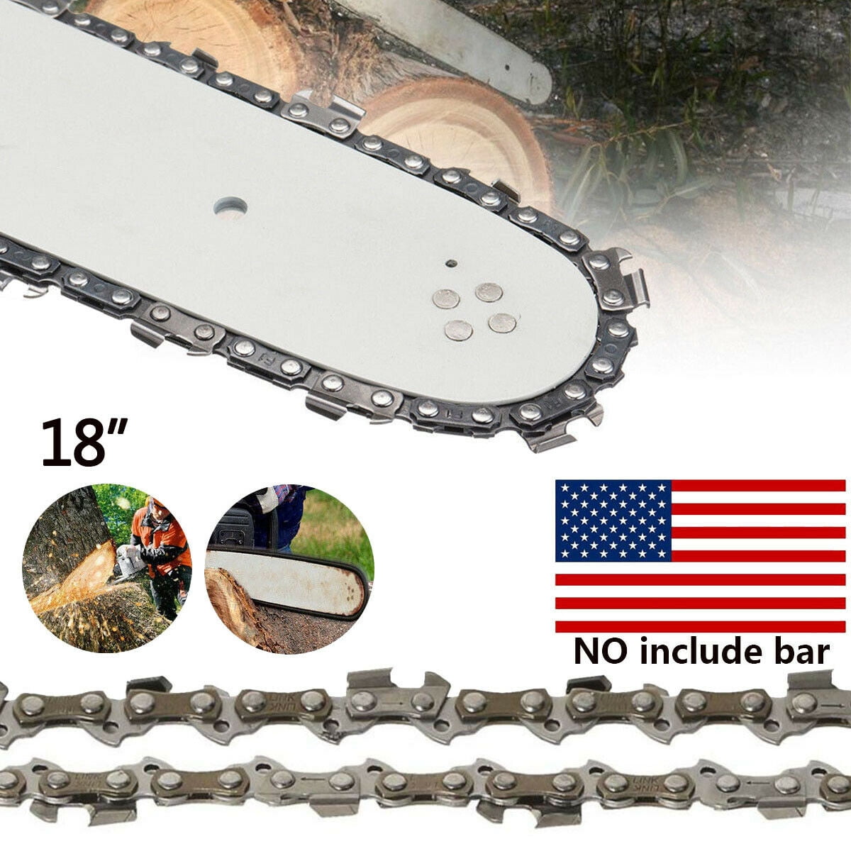 18” Chainsaw Saw Chain Blade 0.325" Pitch .050" Gauge 72 DL Replacement 