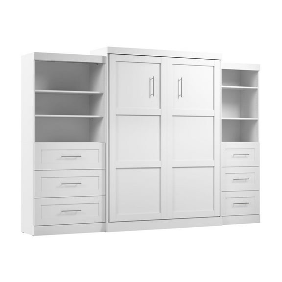 Bestar Pur Murphy Wall Bed with Two 3-Drawer Attached Storage Units
