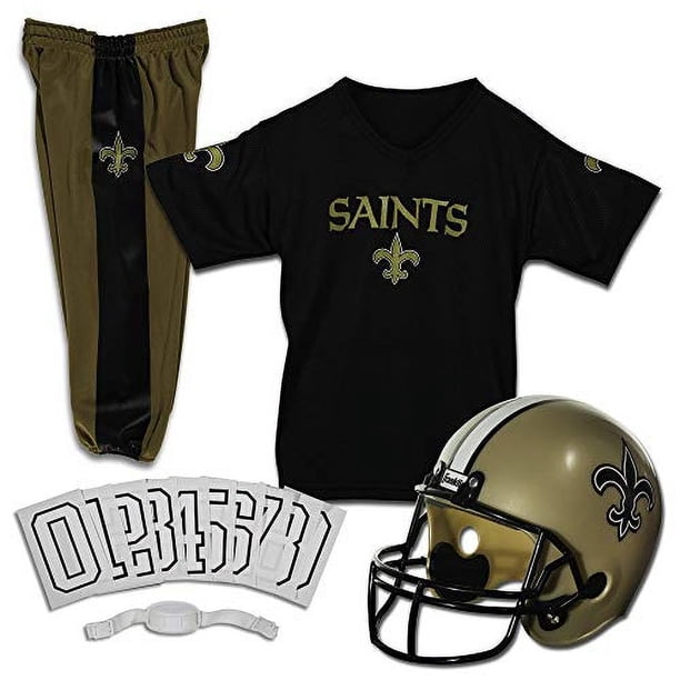 Conjunto de uniforme de fútbol americano Franklin Sports New Orleans Saints mediana